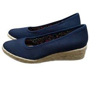 Life Stride Karma Espadrille Wedges Canvas Slip On Shoes Size 7